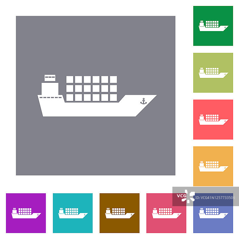 货轮方形扁平图标图片素材