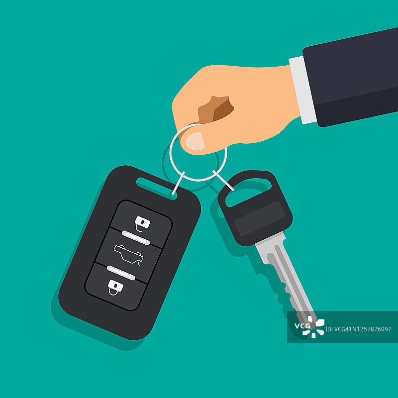 手持汽车钥匙和警报系统图片素材
