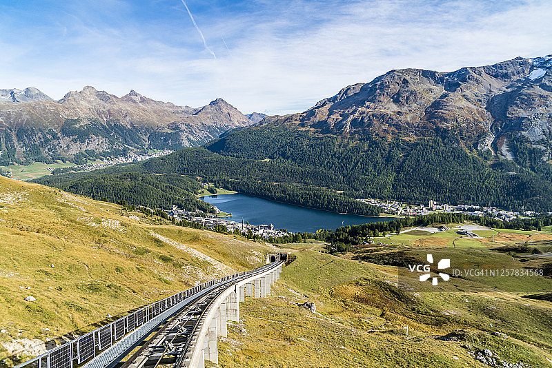 圣莫里茨香特雷拉-科尔维利亚缆车，瑞士图片素材