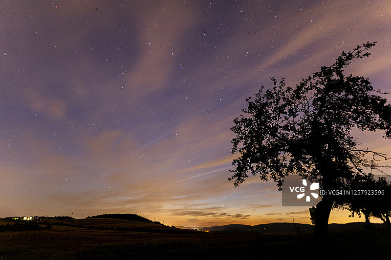 城市外的星夜：大熊星座景观图片素材