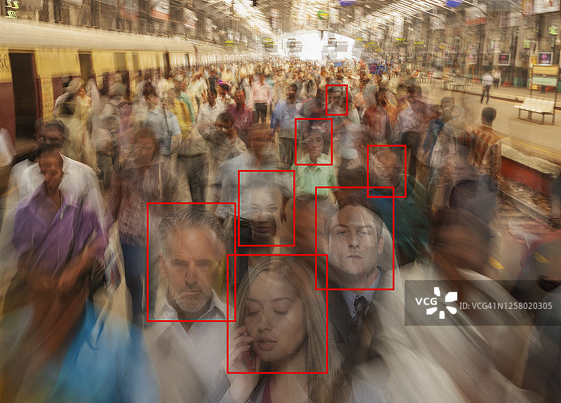面部人群识别技术图片素材