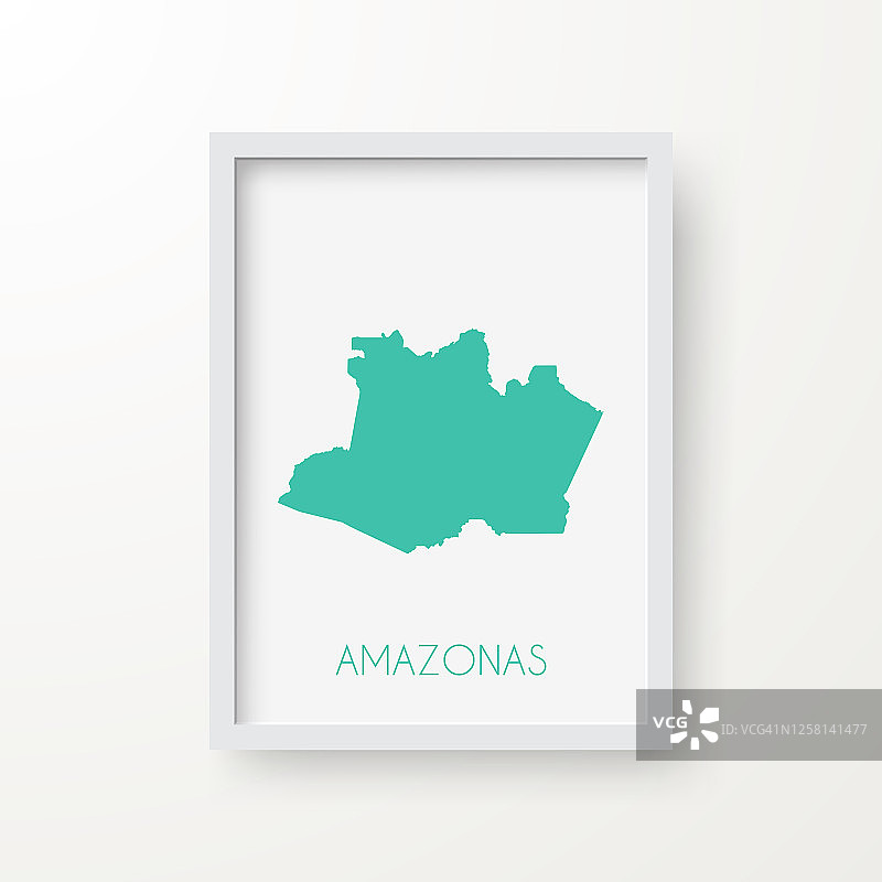 白色背景框架中的亚马孙州地图图片素材