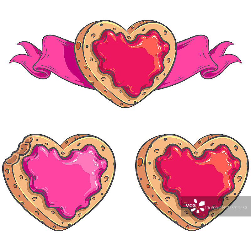 甜饼心形矢量插图图片素材
