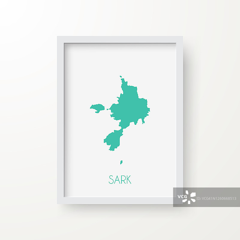 白色背景上的Sark地图画框图片素材