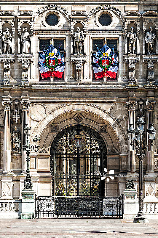 巴黎市政厅国庆日细节图片素材