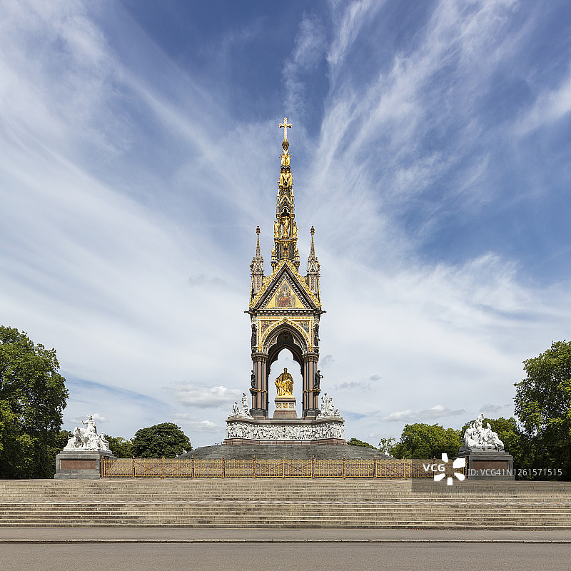 英国伦敦海德公园阿尔伯特纪念碑外景（疫情期间）图片素材