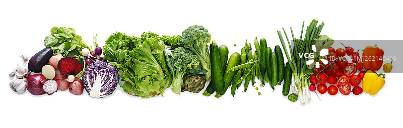白色背景上的新鲜成熟有机蔬菜图片素材