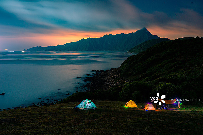 香港草洲的露营帐篷图片素材