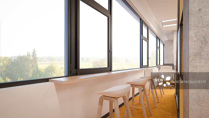 IT办公室/休息区/放松区：建筑可视化3D渲染图图片素材