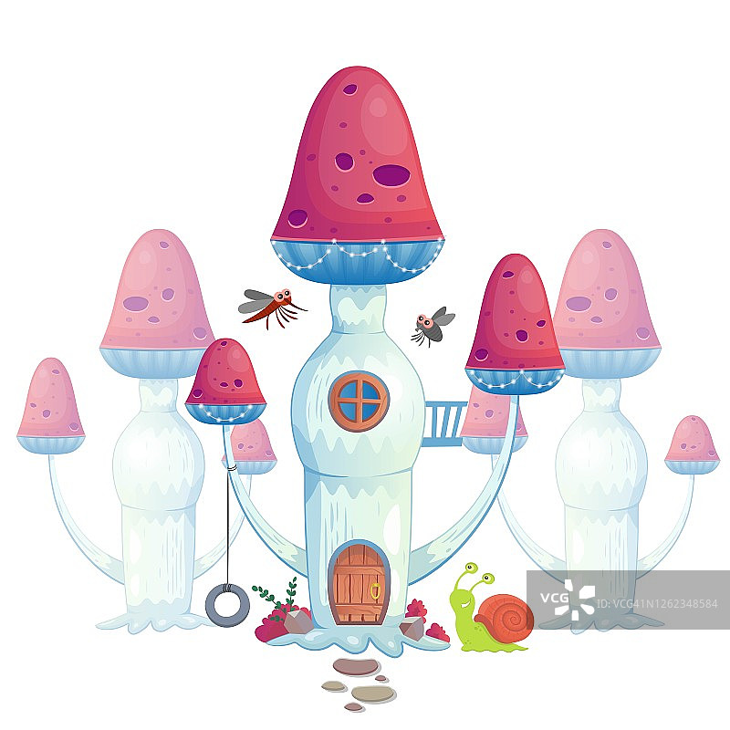 蘑菇屋矢量插画图片素材