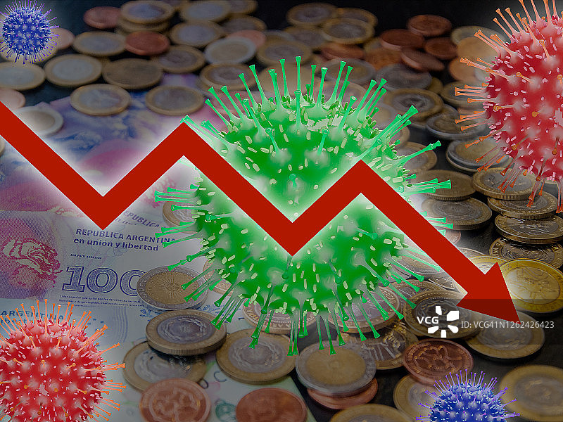 新冠疫情经济危机：阿根廷比索下跌图表背景图片素材