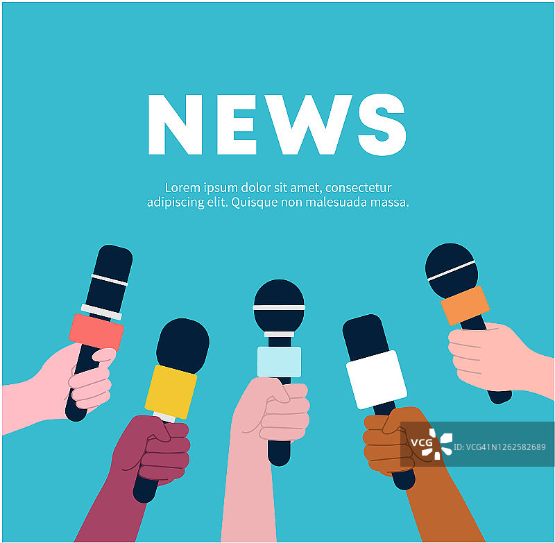 手持麦克风，新闻采访概念图片素材