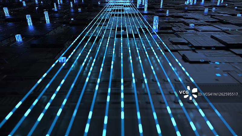 蓝色科技线条在智慧城市图片素材