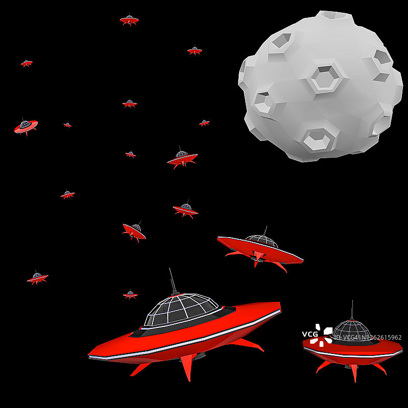 外太空宇宙飞船UFO 3D概念图片素材