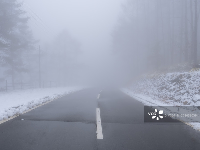 雾中的乡村公路图片素材