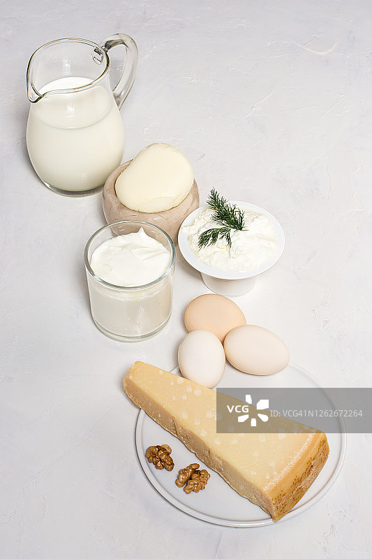 乳制品、奶酪、帕尔马干酪和鸡蛋图片素材