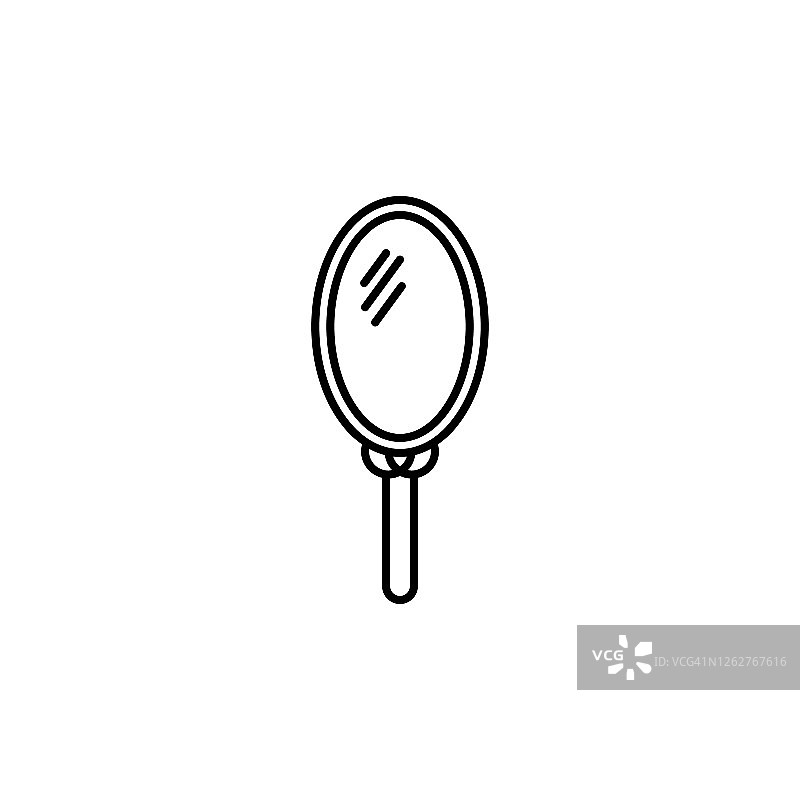 手持镜子线性图标：网页、Logo、App的UI/UX标志图片素材