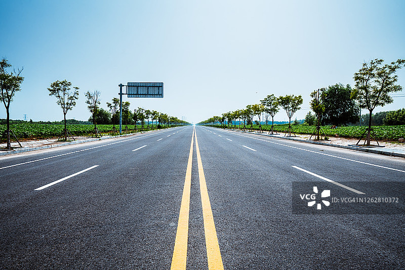 平原上无尽的公路图片素材
