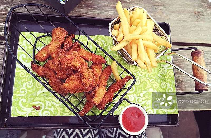 炸薯条鸡肉图片素材