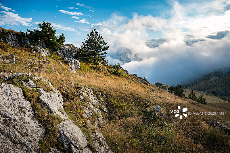 意大利阿布鲁佐 Gran Sasso 国家公园日落景观图片素材