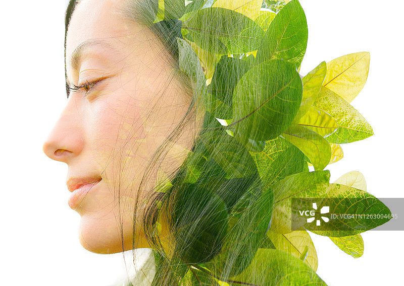 超现实创意双曝光人像图片素材