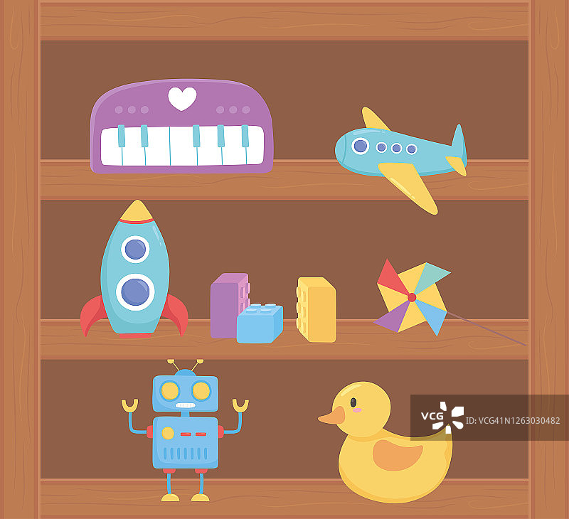 飞机鸭子机器人火箭玩具木架卡通图片素材