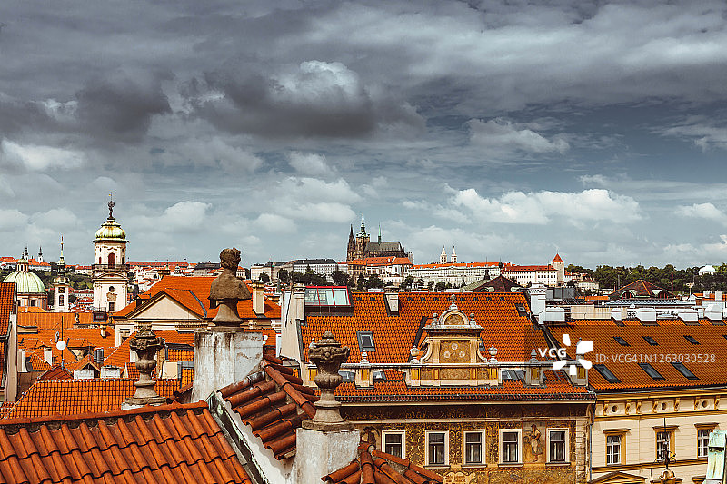 布拉格市中心的航拍景色图片素材