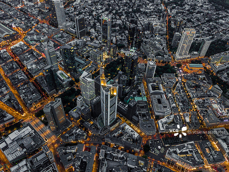 德国法兰克福城市夜景航拍图片素材