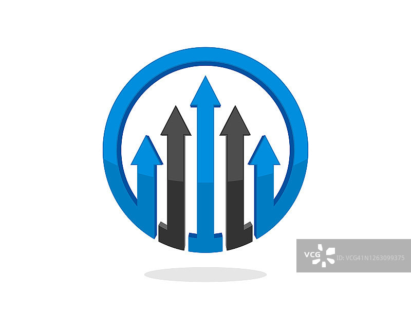 内部带有向上箭头的蓝色圆形图片素材