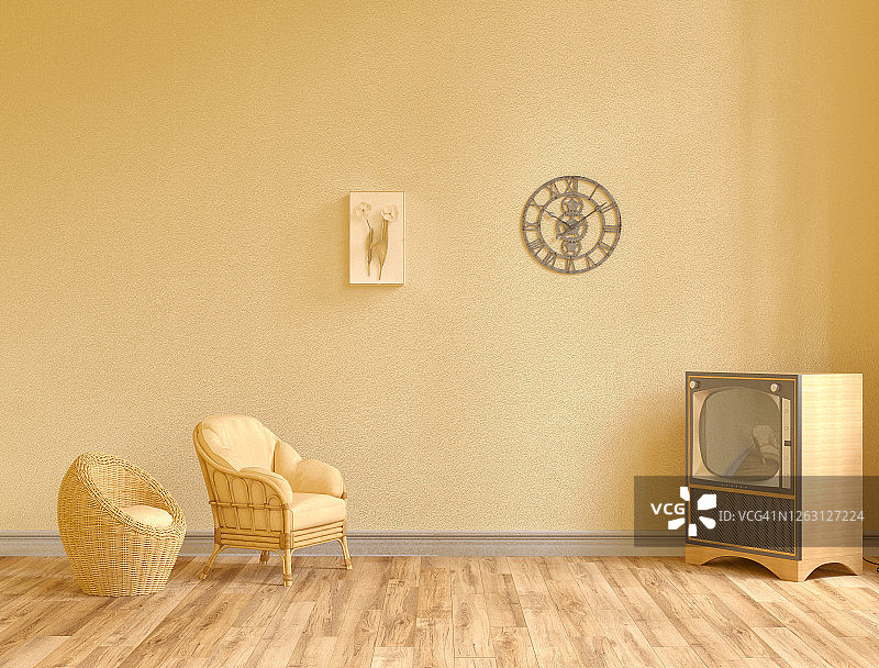金色调的现代风格客厅图片素材