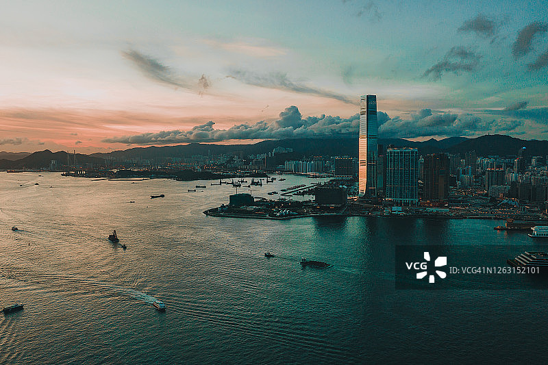 香港市中心夜景图片素材