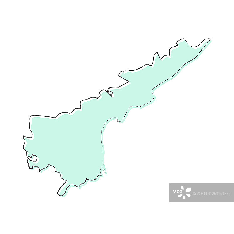 在白色背景上手绘的安得拉邦地图 - 潮流设计图片素材