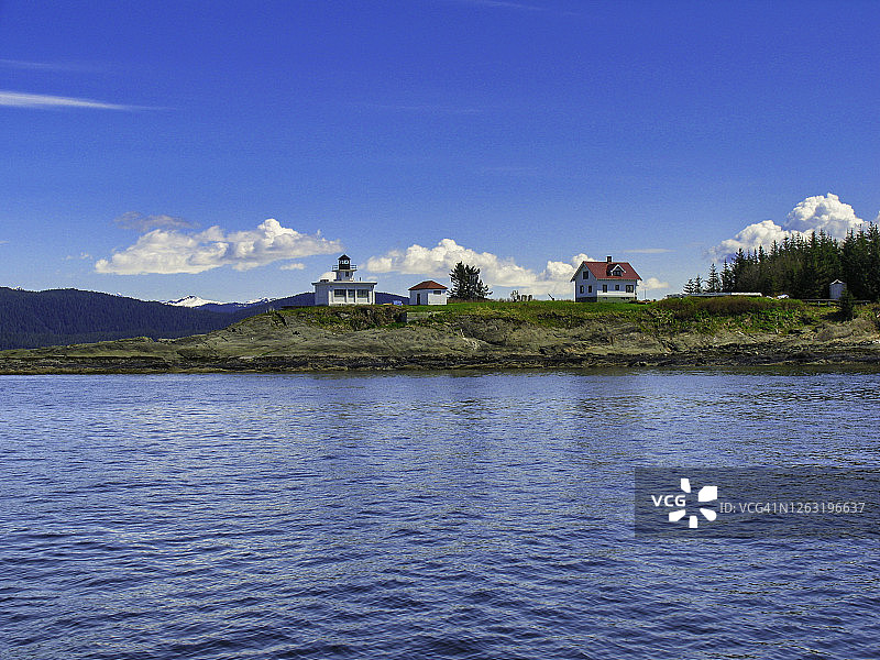阿拉斯加州朱诺附近里特里特角灯塔图片素材