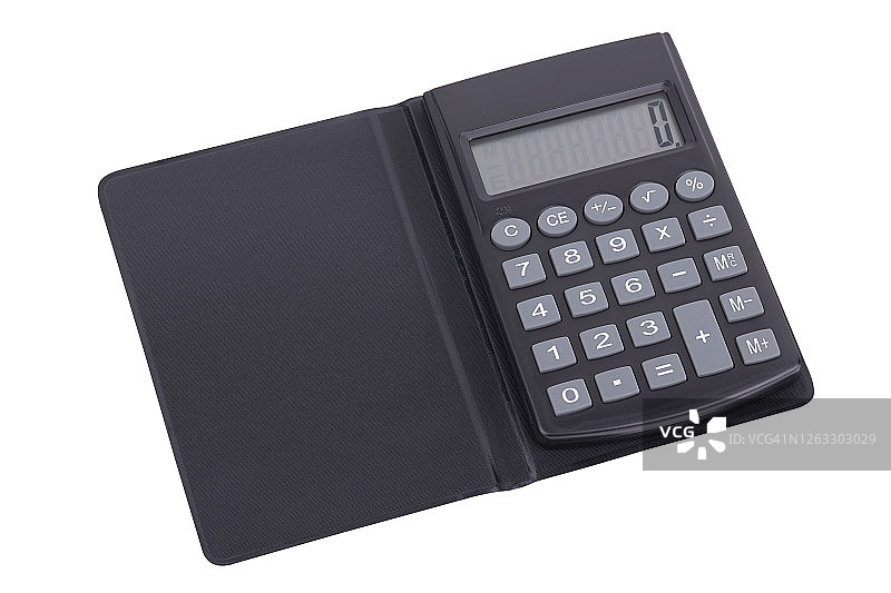 白色背景上的袖珍计算器图片素材