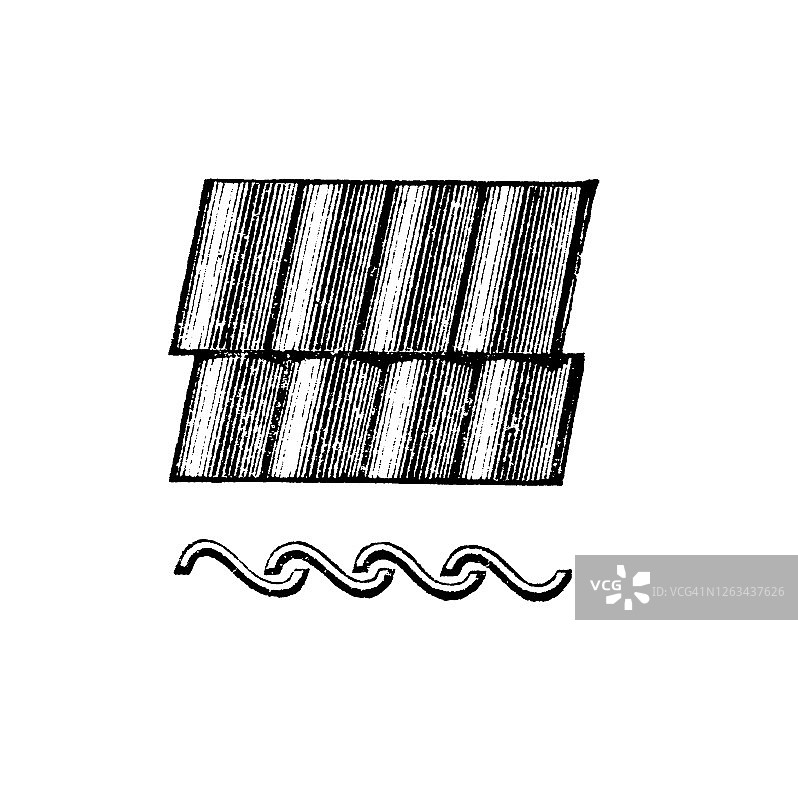 屋顶承包商古老雕刻插图图片素材