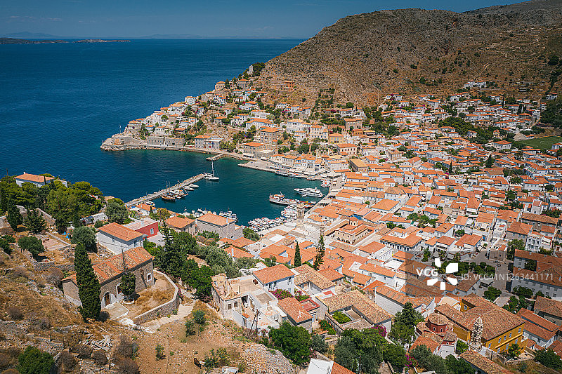 伊兹拉港航拍景观图片素材