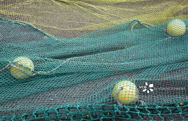 渔网和浮标特写图片素材
