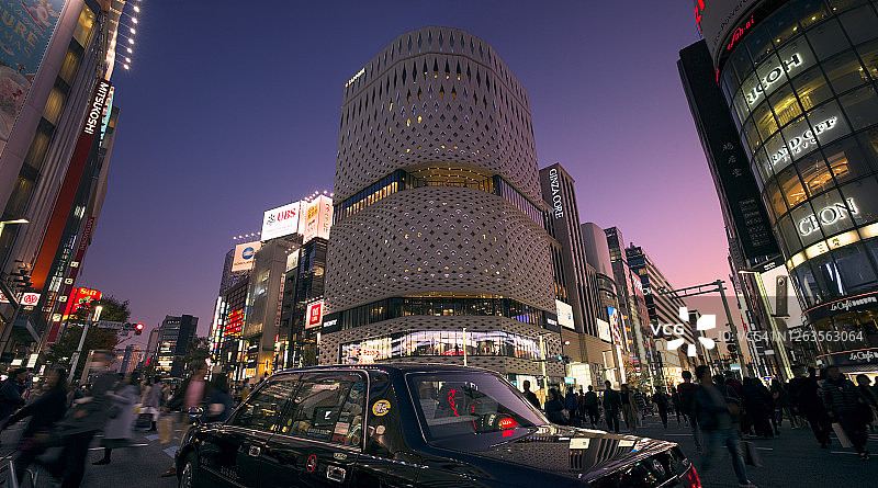 日本东京著名银座购物区全景图片素材