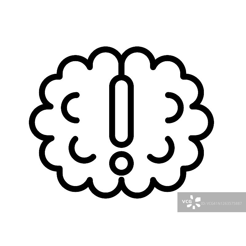 简单的头脑风暴黑白轮廓图标扁平矢量素材，白色背景图片素材