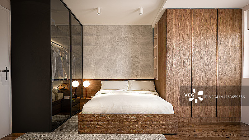 室内设计，建筑，卧室的计算机生成图像，建筑可视化图片素材