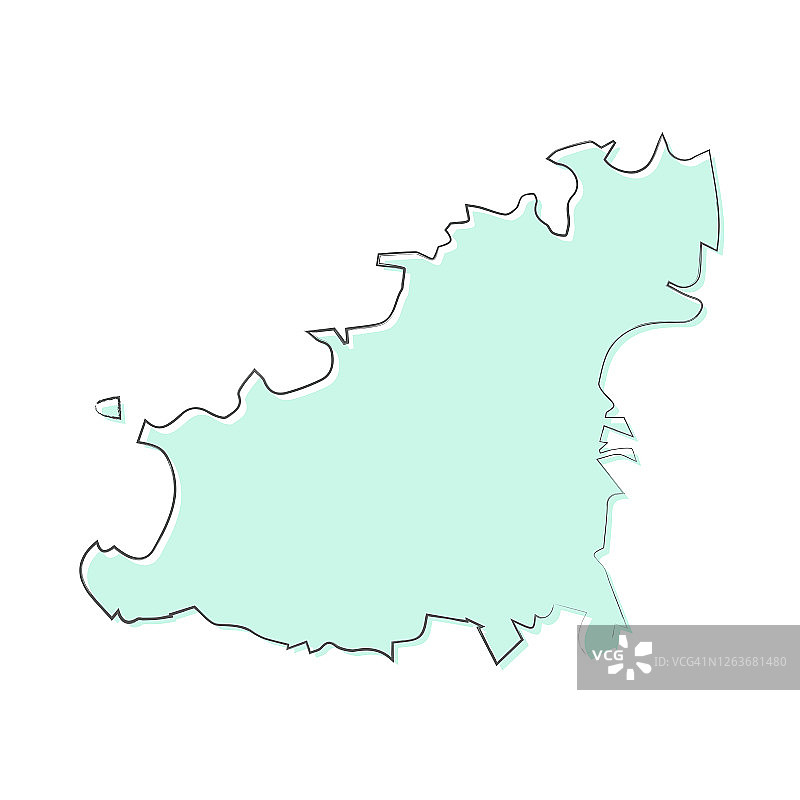 手绘在白色背景上的根西岛地图 - 时尚设计图片素材