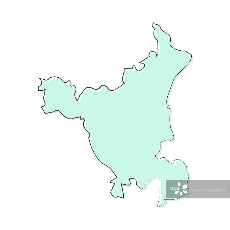 手绘在白色背景上的哈里亚纳邦地图 - 潮流设计图片素材