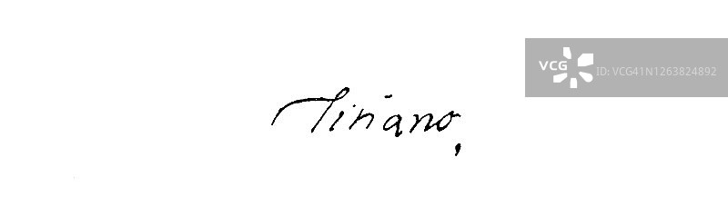 文艺复兴时期意大利画家提香（提香诺·韦切利奥）的签名图片素材