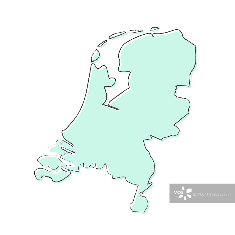 手绘风格的荷兰地图设计图片素材