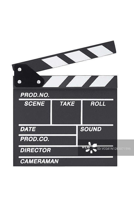 白色背景上的电影场记板图片素材
