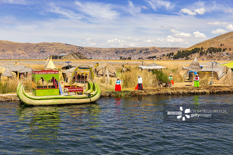 秘鲁的的喀喀湖乌罗斯浮岛风光图片素材