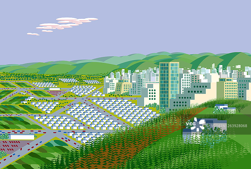 高科技城市数字插画图片素材
