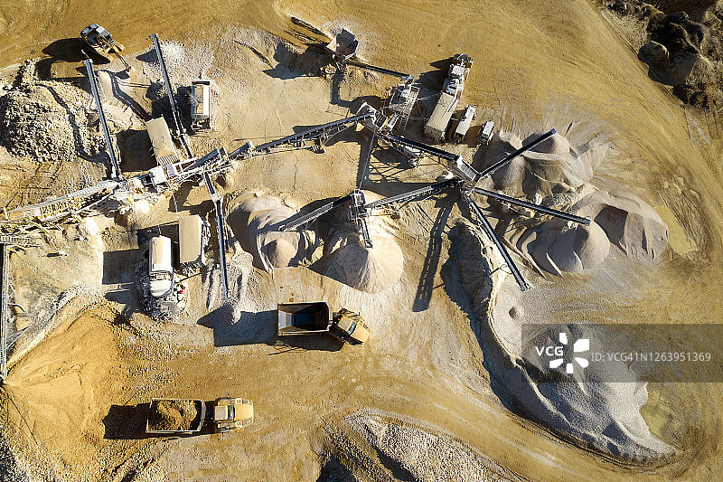 露天砂石矿开采（航拍）图片素材