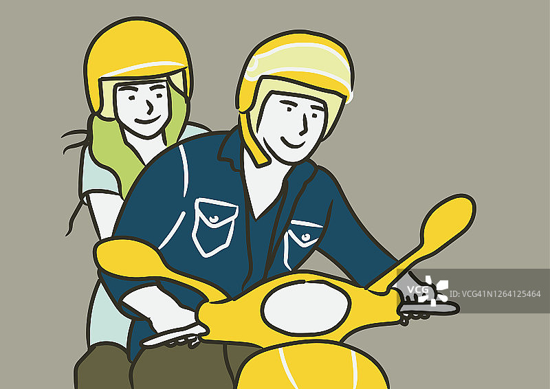 情侣骑摩托车图片素材