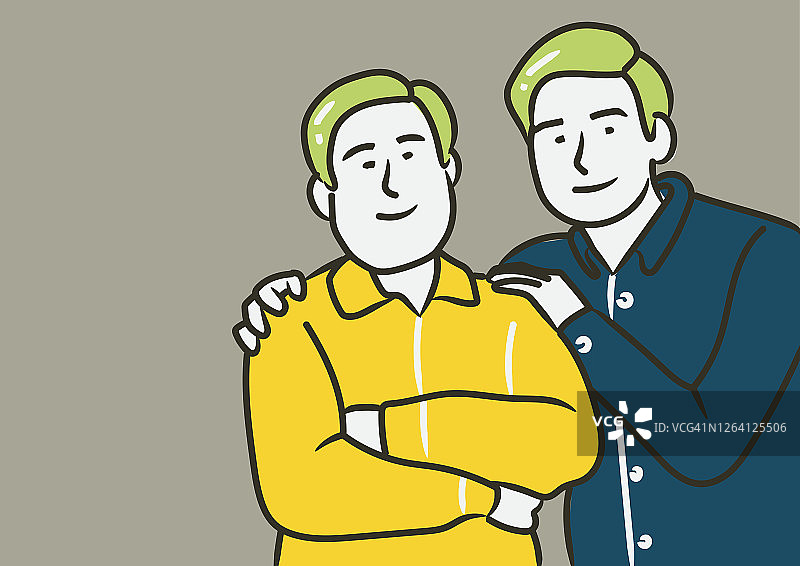 侄子将手放在叔叔的肩膀上图片素材